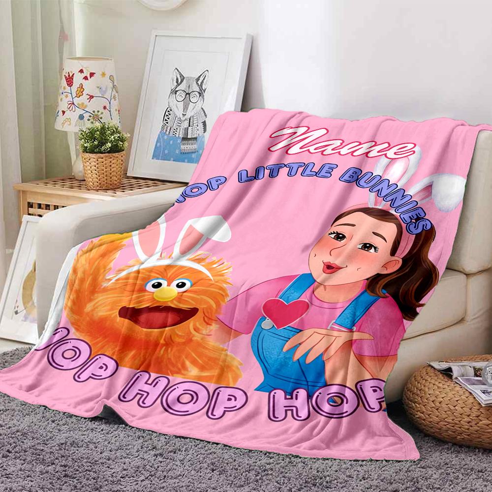 Custom Name Ms. Rachel Theme Printed Blanket - Perfect for Couch, Bed, Travel & Outdoor Use | Machine Washable, Cozy & Durable.