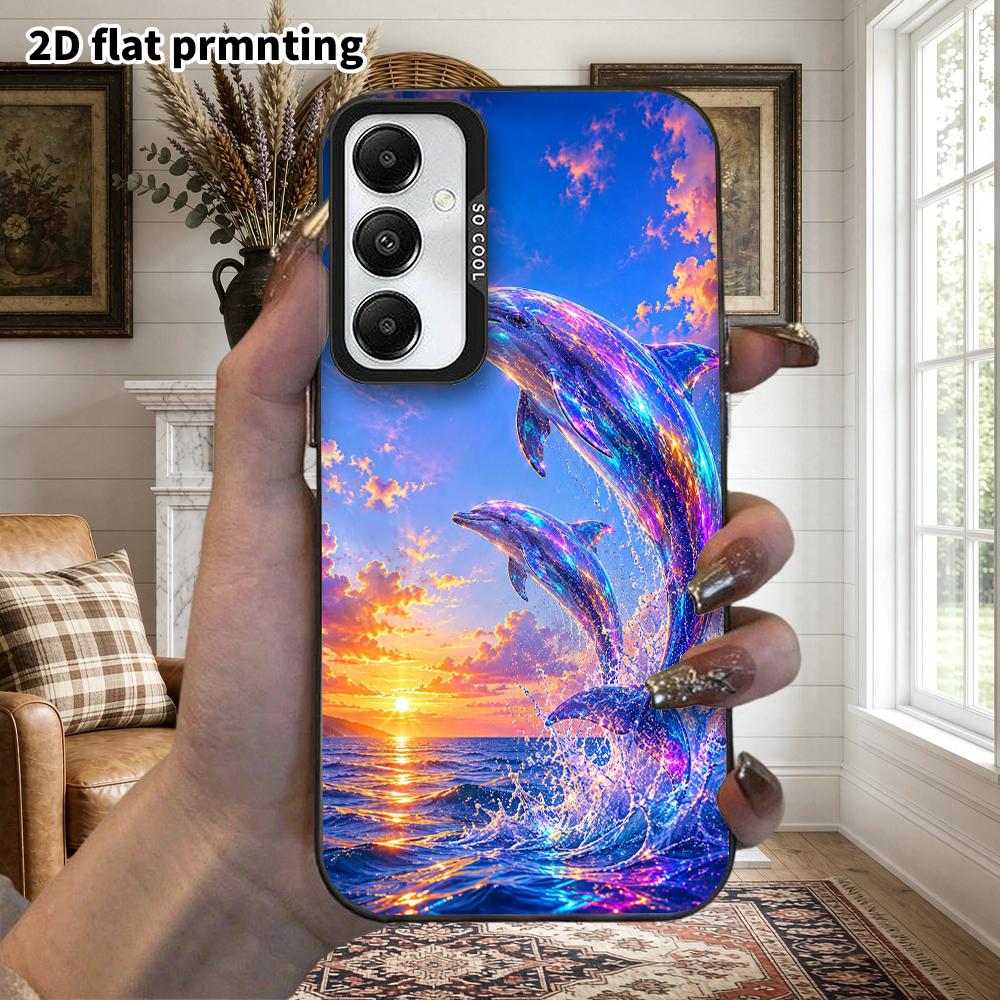 Phone Case: 2D Flat Samsung Galaxy A34 A35 M05 M06 S20 S22 S21 FE Plus 5G Protective Case, Couple Style, Colorful Dolphin, Christmas and Halloween Gif