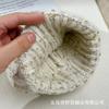 Snowflake point flanged wool hat women's autumn and winter warm knitted hat vertical strip headgear versatile cold hat