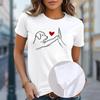 Women Summer T Shirt  Print Puppies and Humans  Short Sleeve Tees Casual   Printed  Tops
