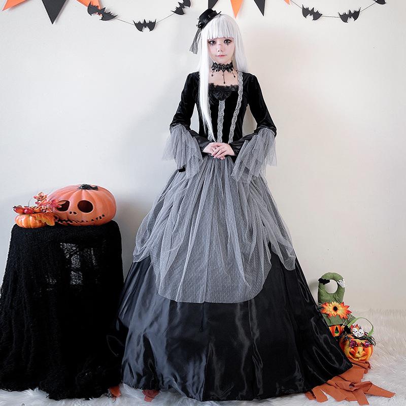 Halloween costume for adults: zombie bride, ghost bride, vampire, demon, angel, witch, queen, and court-style dress