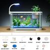 Aquarium Kit Small Desktop Fish Tank Kit Clear Silent Aquarium Decorative Desktop Fish Tank for Betta Terrapin Frog Aquatic