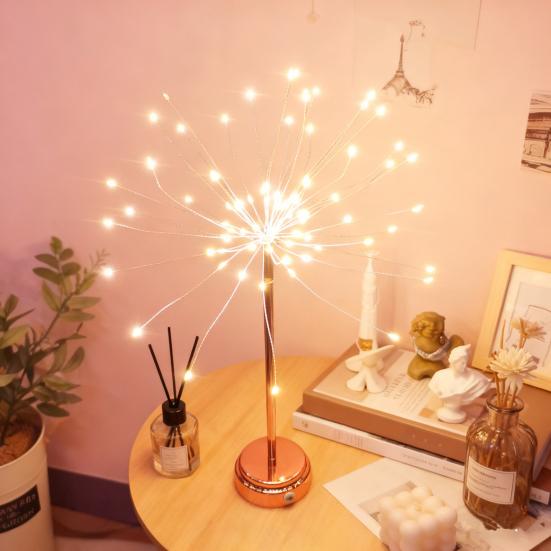 LED Copper Wire Lights 80 LED Christmas Fairy Tree Light Battery/USB Powered Table Starburst Light for Desk Centerpiece