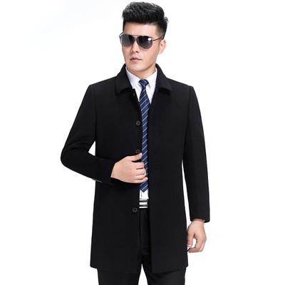 Осенние и зимние пальто, кашемировые пальто среднего возраста, мужские ветровки средней длины, повседневные шерстяные пальто, одежда для пап