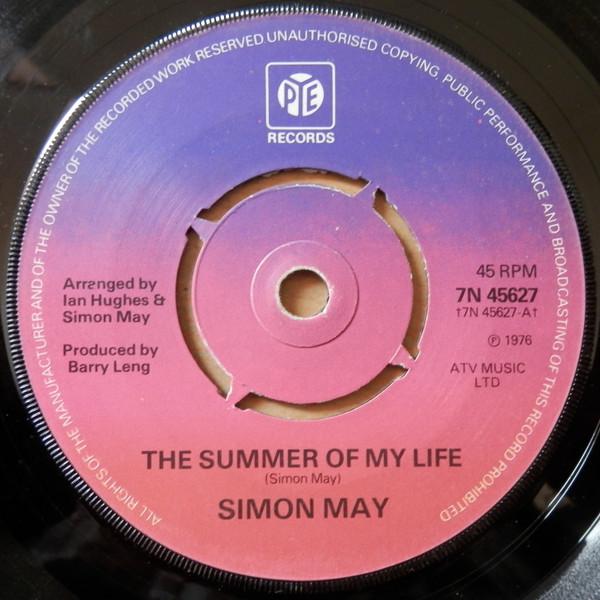 7inch Record SIMON MAY - The Summer Of My Life 7N45627 Pye Records 1976 UK Pop Used