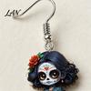 Cartoon Witch Earrings Halloween Earrings, Gothic Drop Lightweight Acrylic Pendant Day of The Dead for Women Girls Accessories Eye-catching