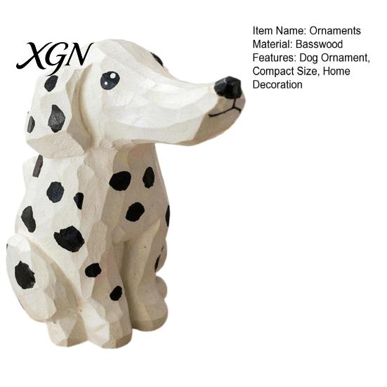 Artistic Wood Craft Gift Handmade Dalmatian Dog Wooden Ornament, Hand Carved Basswood Niche for Her Animal Figurine, Creative Sculpture Home