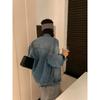 Женская джинсовая куртка в стиле ретро Harajuku в стиле Гонконга начала осени имеет нишевый дизайн