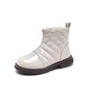 Children Fashion Casual Girls Boots Solid Color Glossy Waterproof PU Kids Short Boots Sewing Chic Elegant Princess Catwalk Shoes