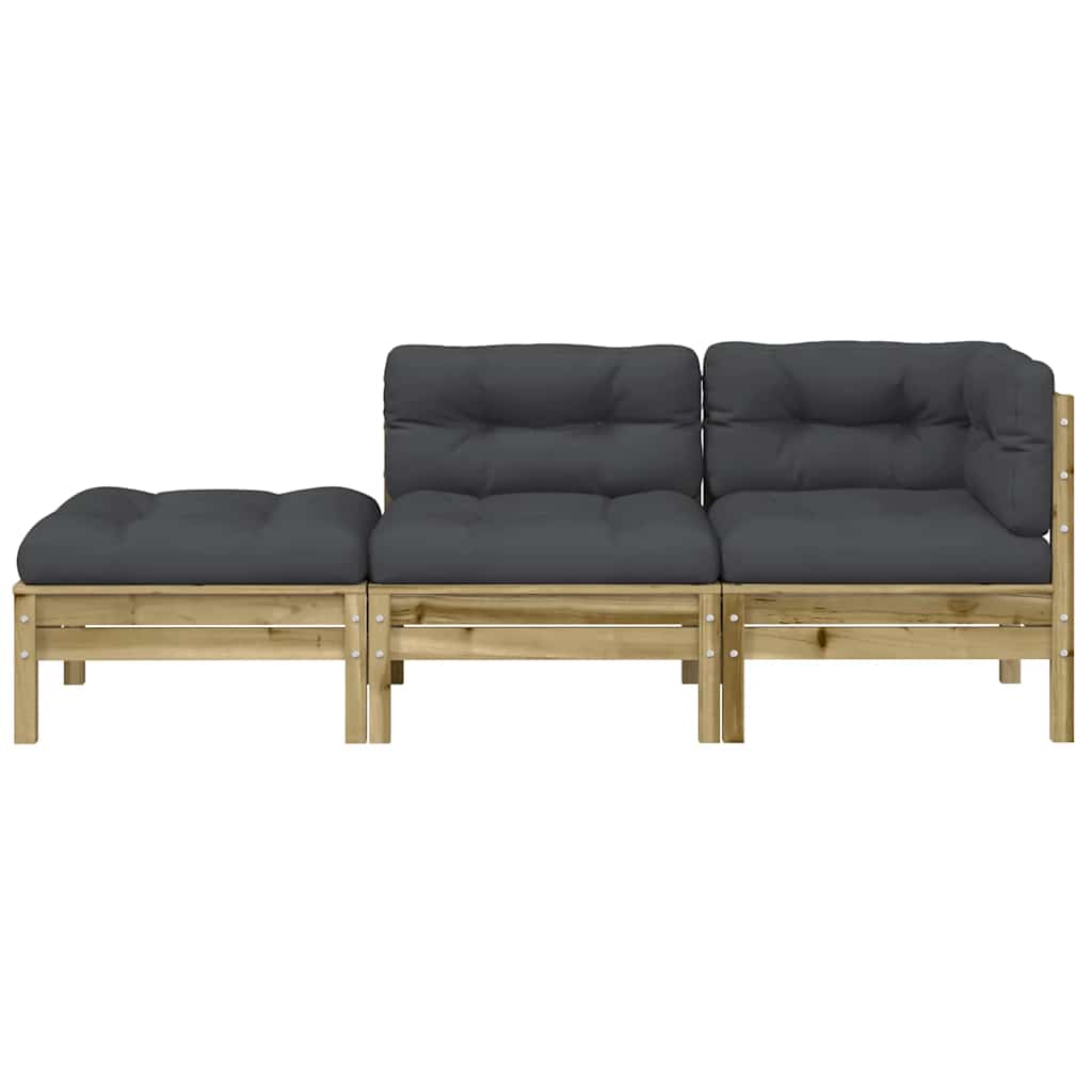 Vidaxl Sofa Ogrodowa Z Poduszkami I Podnóżkiem, 2-Osobowa