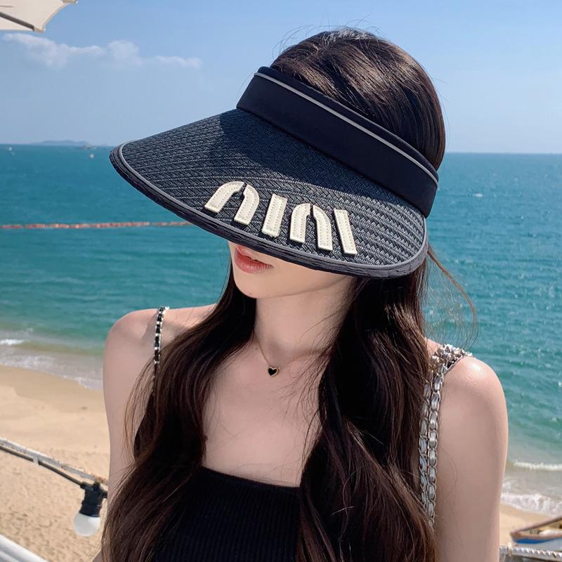 Летняя соломенная шляпа от солнца для женщин, солнцезащитный крем для улицы, пустая верхняя кепка, женская кепка с защитой от ультрафиолета, широкие козырьки