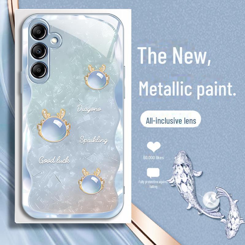 Чехол из жидкого стекла с рисунком дракона для Samsung A73, A72, A54, S11Plus — полная защита от падений и грязи.