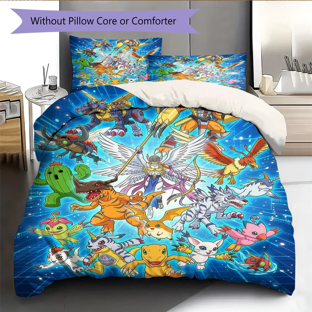 Digimon Adventure Group Art Set Duvet Cover & Pillowcase, Birthday & Holiday Gift.chl