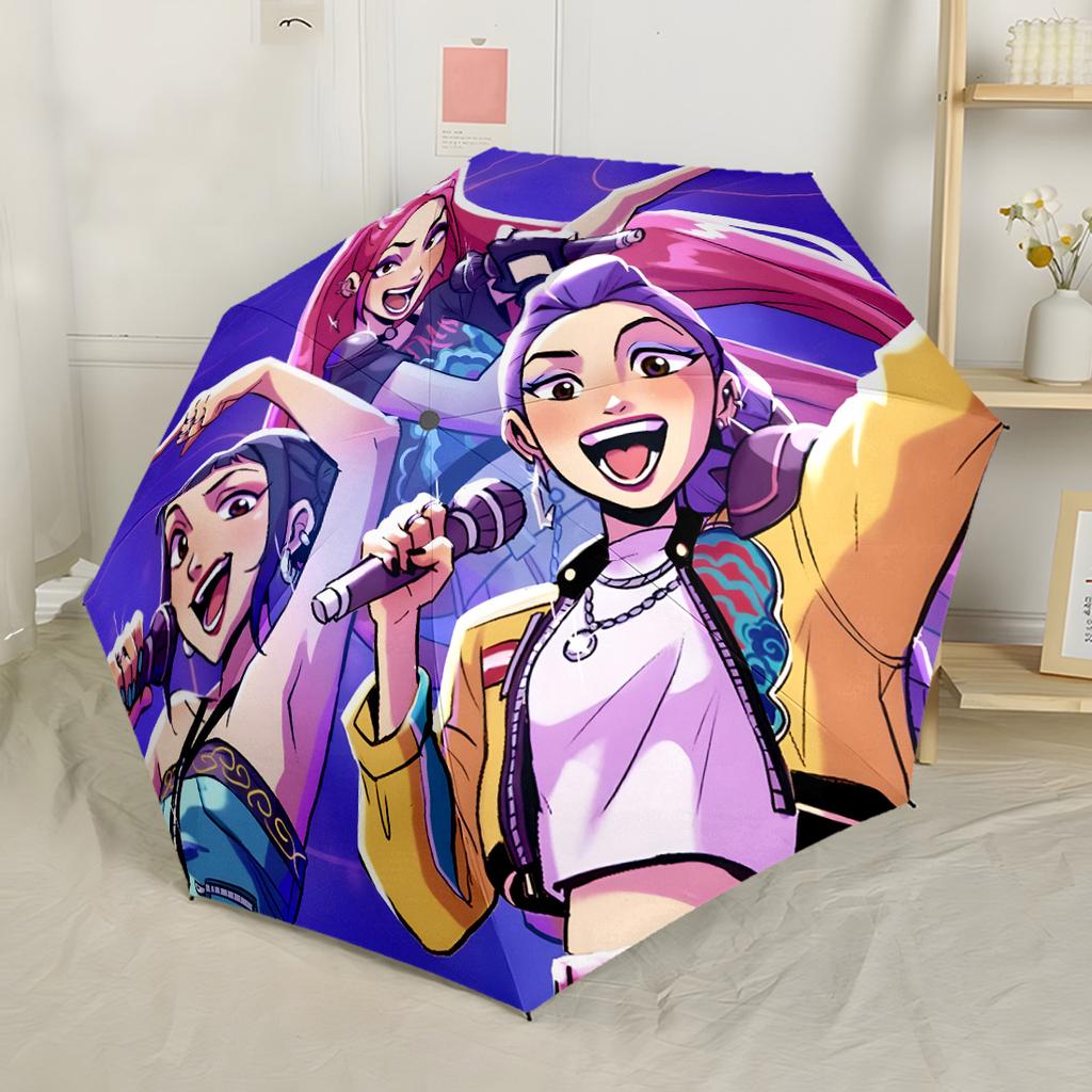 Demon Hunter Girls Party Outdoor Automatic Umbrella Sturdy 8-Rib Shaft Compact Design Durable Everyday Carry Umbrella Stylish Accessory