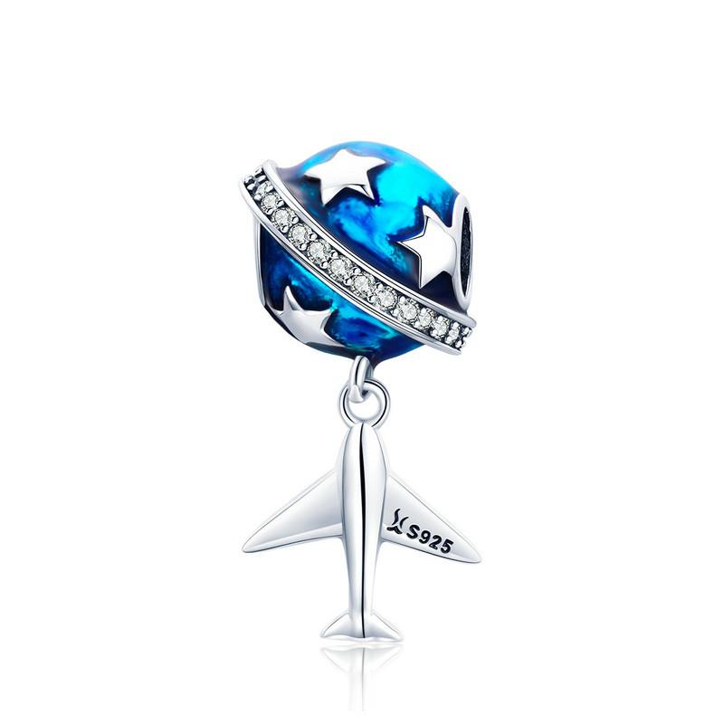 Travel Series Collection 925 Silver Loose Beads Car Airplane Luggage Diy Beaded Bracelet Accessories