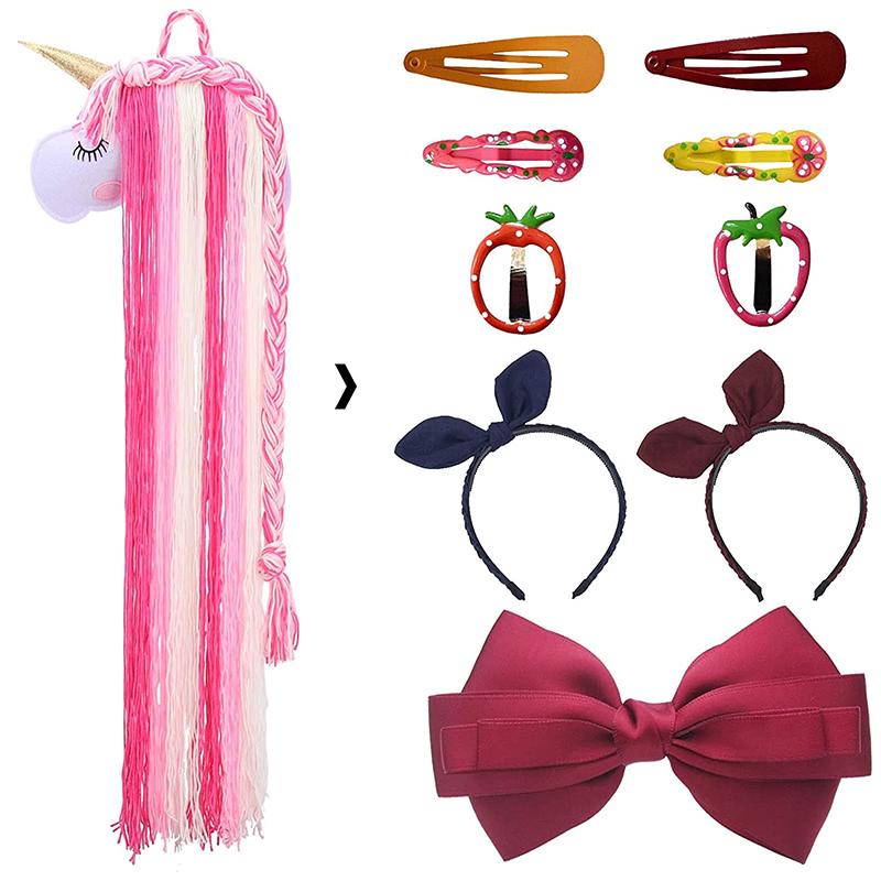 Голова единорога настенное украшение Радуга макраме единорог детская заколка для волос хранение волос с настенным домашним декором