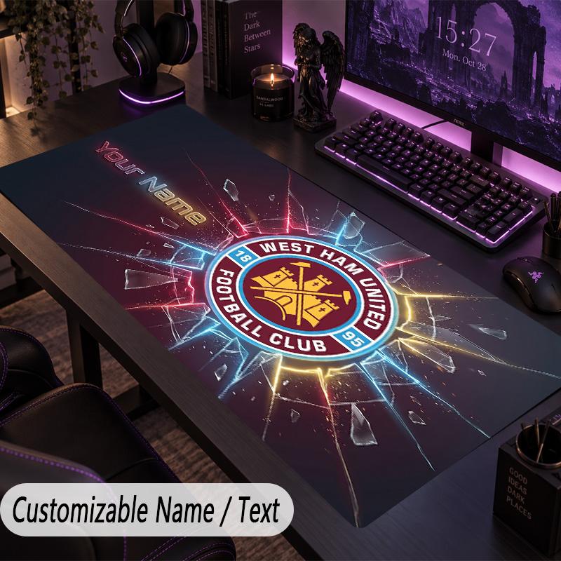 Large Mouse PadWest Ham United football Custom Name Text Personalized Desk Mat Non Slip Gaming Pad