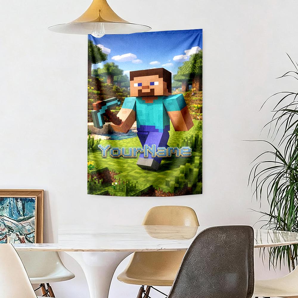Minecraft Индивидуальный Декор Стены С Вашим Именем Гобелен Искусство Для Памяти Питомца День Рождения Свадебная Вечеринка Фон Семейный Подарок