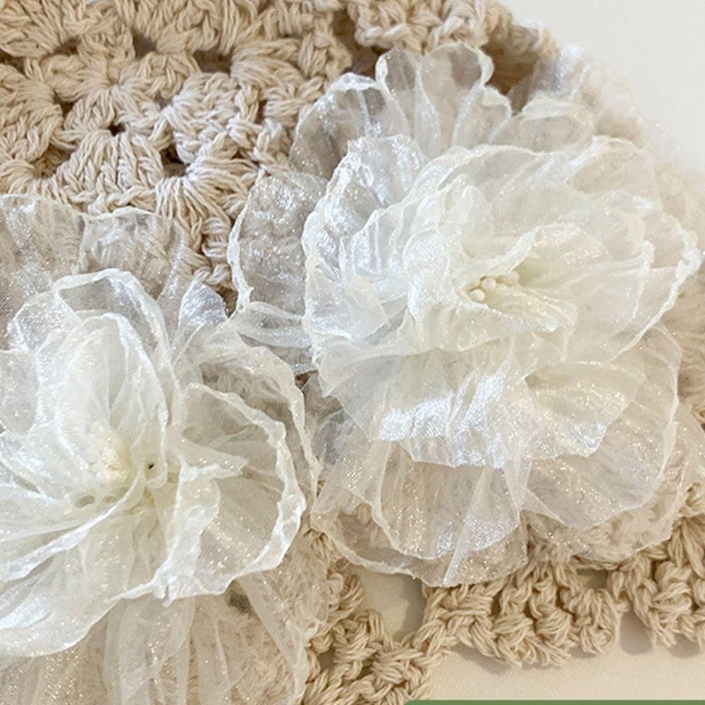 Elegant Crochet Hollow Flower Knitted Hat Hollow Out Knit Cap Casual Warm Beanies Hat  Outdoor