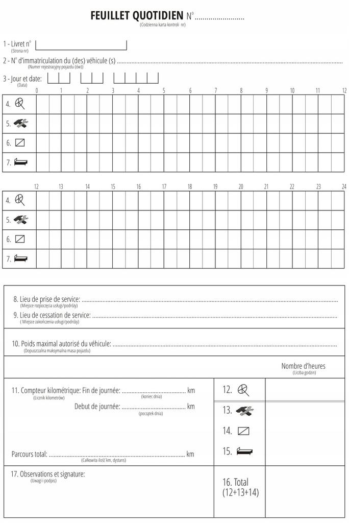Driver' Working Time Book France - Livret Individual De Controle - 30 pcs