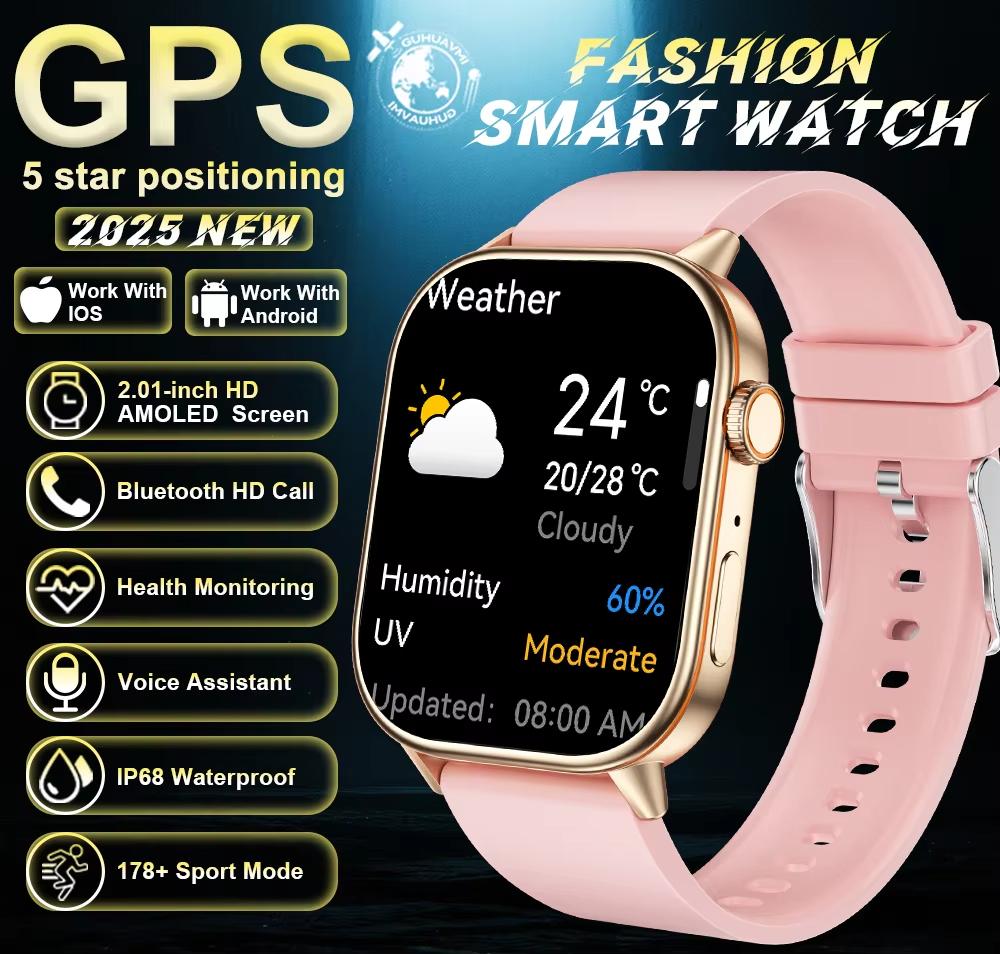 2025 Новые военные двухдиапазонные GNSS GPS Смарт-часы Компас 10 АТМ Водонепроницаемые Звонки по Bluetooth Пульсометр Спортивные Смарт-часы Для Xiaomi