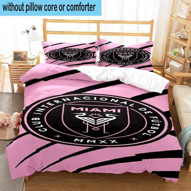 3pcs Club Internacional de Fútbol Miami Bedding Set Duvet Cover Closure Includes 1 Duvet Cover & 2 Pillowcases Bedding Sets Home Decor Gifts