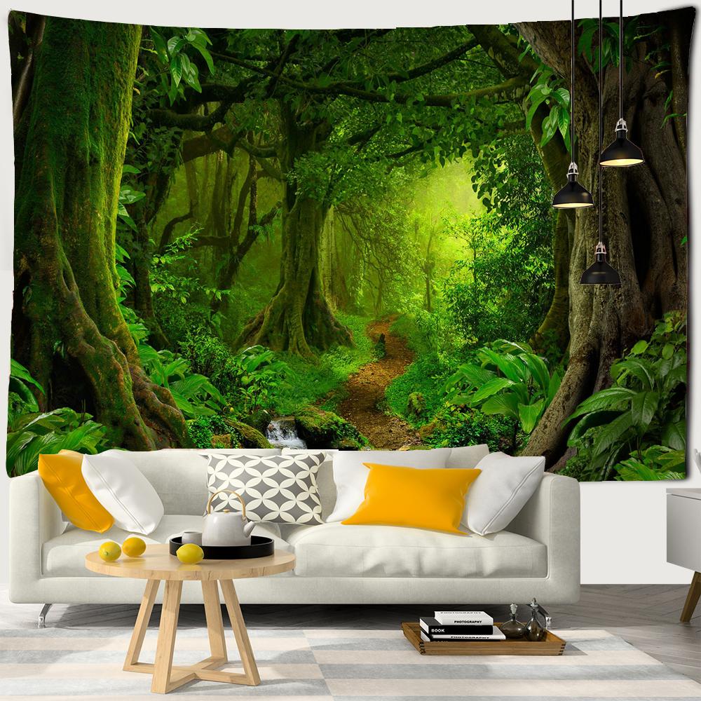 3D пейзаж лес береза лес деревья большой гобелен хиппи настенный гобелен богемный декор гобелен спальня фон ткань