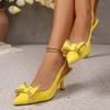 Fashion Crystal Bowtie Pumps Luxury Design 2025 Sling Back High Heels Shoes Woman Pointed Toe Heeled Gladiator Sandals