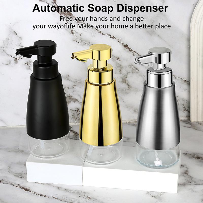 Автоматический дозатор мыла, аксессуары для ванной комнаты, бесконтактный стальной металлический флакон для лосьона, многоразовый дозатор пенящегося мыла для отеля