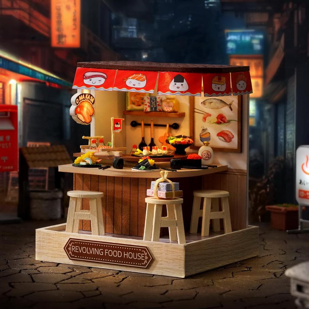 CUTEROOM Dollhouse, Miniature Decoration Handmade DIY Kit, Wooden Dollhouse Kit, Easy To Assemble Miniature House for Beginners, Includes LED Light,