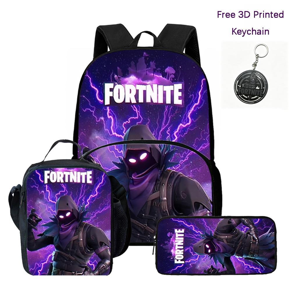 Школьный набор FORTNITE из 3 предметов: Легкий рюкзак, Передний карман, Сумка для ланча, Пенал для детей 6-10 лет, Бесплатный 3D-печатный брелок