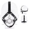 Bdsm Sex Toys PU Leather Slave Face Mouth Gag with Congestion Nose Hook Metal Ring for Woman Men Horse Harness SM