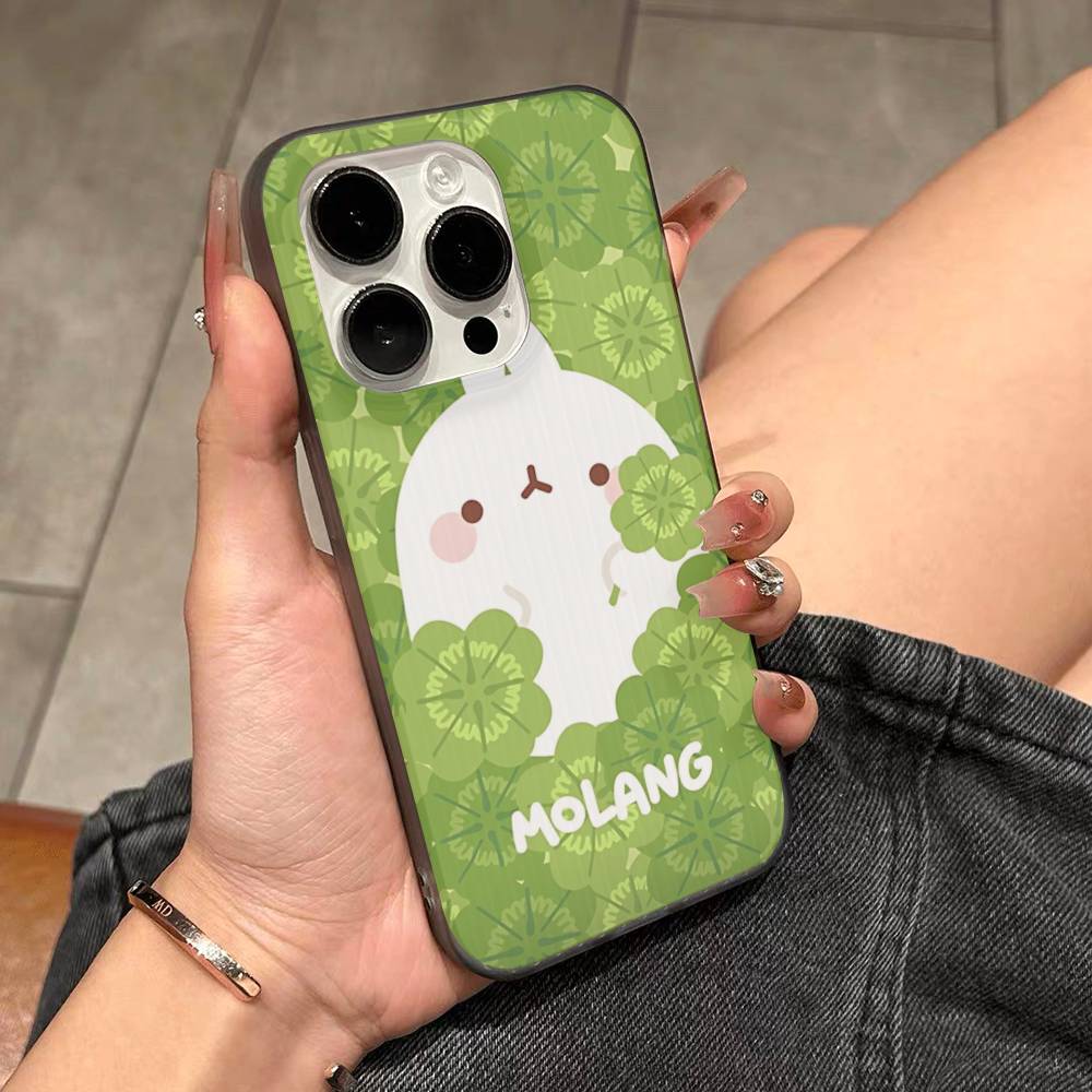 Кавайная Милая Кролик M-MolangS Аниме Для IPhone 17 16 15 Plus Pro Max 12 14 Plus 11 13 Волна Гофрированная Полоска Funda Чехол для Телефона