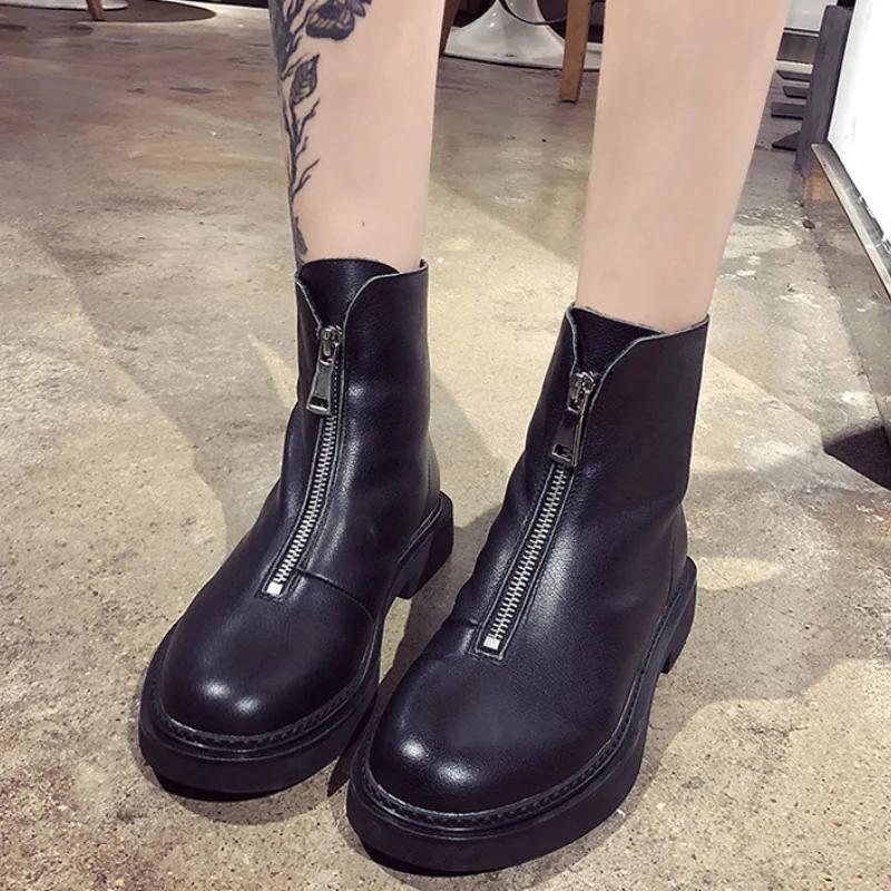 Женские ботинки из натуральной кожи, зимняя бархатная женская обувь, модные женские дышащие ботинки из воловьей кожи, легкие белые ботинки на молнии спереди