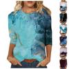 Fashion Women's Spring Printed Mid-length Sleeves Crew-Neck Casual Tee Tops