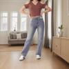 Plus Size Womens Jeans American Style Loose Straight Leg Full Length Denim Pants Tik Tok Trending