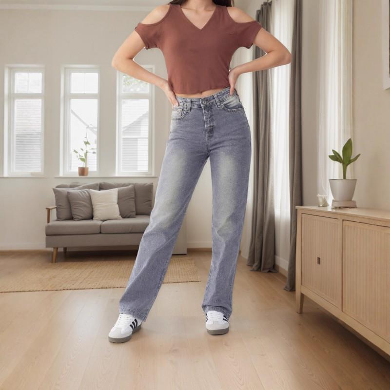 Plus Size Womens Jeans American Style Loose Straight Leg Full Length Denim Pants Tik Tok Trending