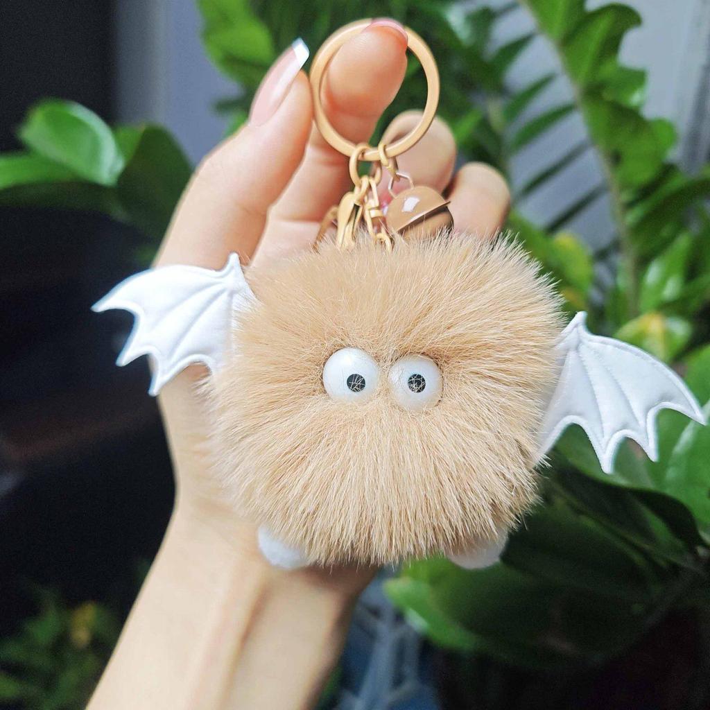 Cross-Border Plush Little Devil Soot Ball Faux Rex Rabbit Fur Pendant Keychain/Backpack Charm