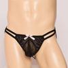 Men's Sexy Hollow Out Thong Lace Panties Bowknot Erotic Spandex Underwear Open Butt Briefs G-String Penis Pouch Underpants