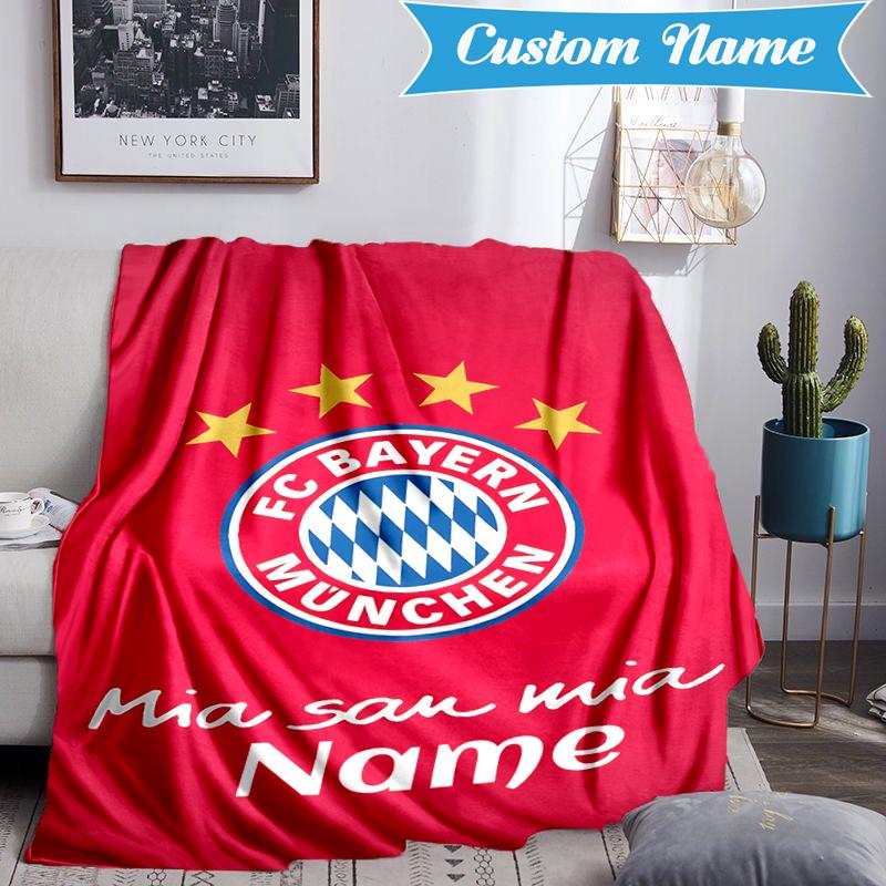 Custom Name Bayern Munich Crest Blanket Lightweight Ideal Bedding Blanket Perfect for Travel, Camping, Living Rooms, Sofas, Christmas gift