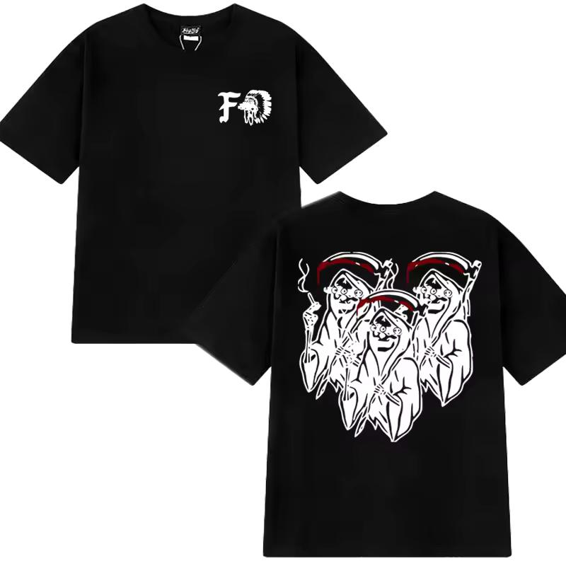 2026 Summer Retro Dark Reaper Print T‑Shirt Men Women Gothic Street Graphic Loose Short Sleeve Casual Street Tee