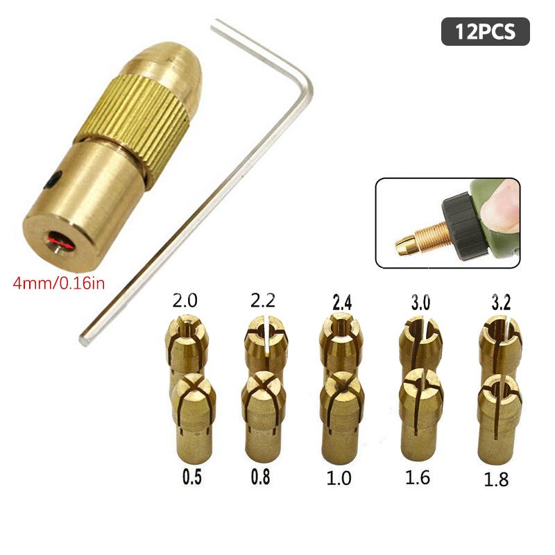 7/12Pcs Brass Collet Micro Drill Self-Tightening Drill Bit Tool Adapt 2-5Mm Bit