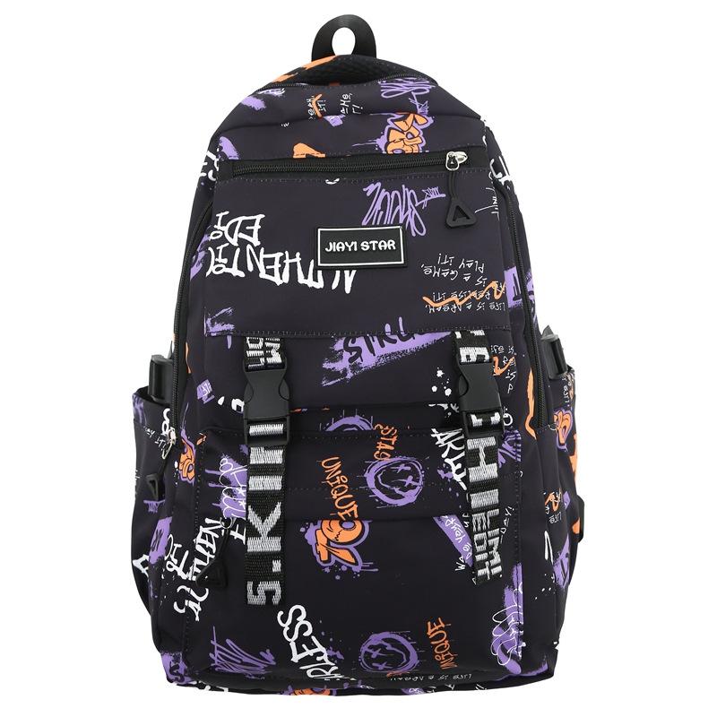 Школьный рюкзак для средней школы, женский, с принтом граффити, мужской, большой вместимости, дорожный рюкзак