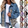 Womens Long Sleeve  Denim Jacket Plus Size Basic Lapel Button Down Cropped Casual Jean Jackets Trucker Coats Jacket