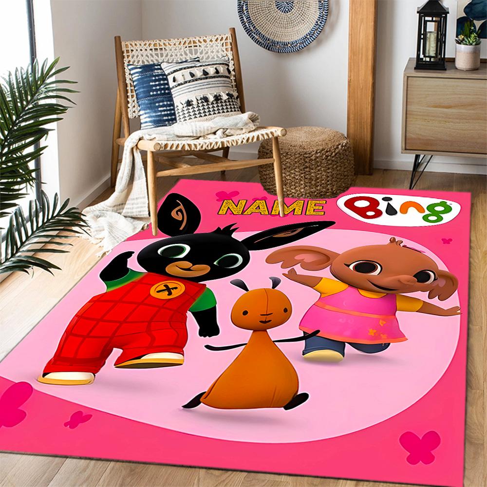 Bunny Friend Personalized Text Floor Mat Perfect for Balcony Hallway Decorate room Living Rooms Anti-slip Rug Anime Office Decor Best for Christmas
