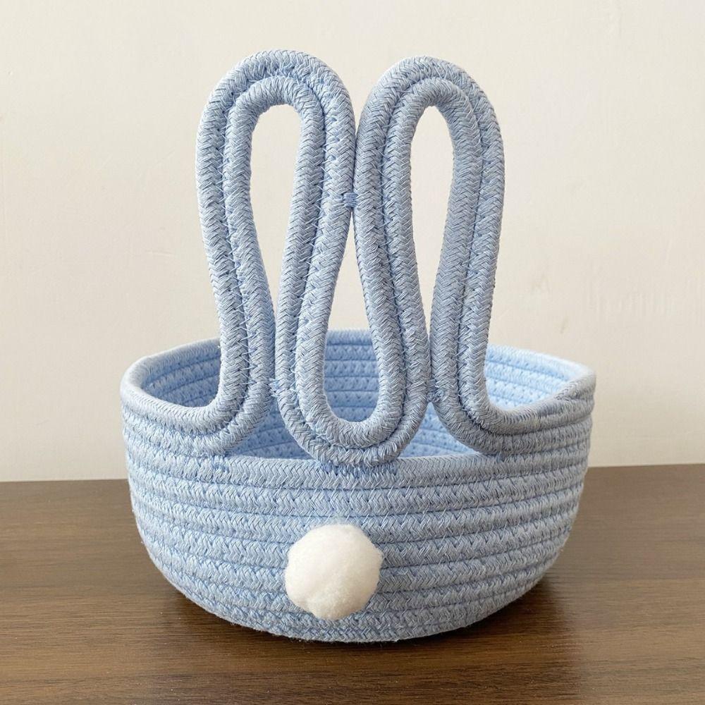 Cartoon Design Bunny Storage Basket Cotton Rope Organizer Basket  Desktop Organizer