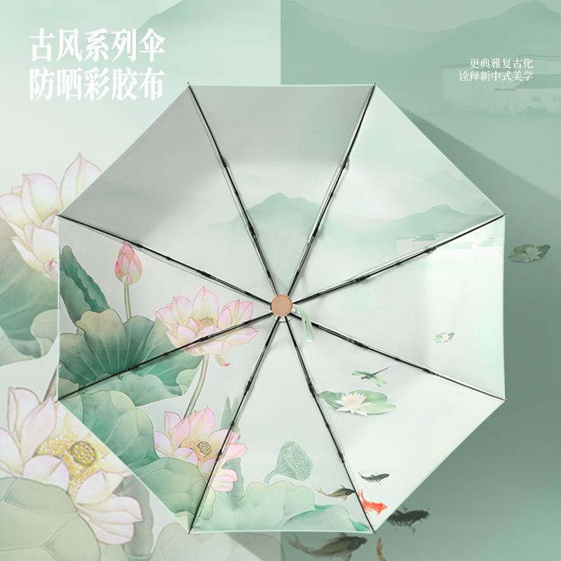 Новый зонт от солнца и солнцезащитный автоматический складной зонт женский для погоды и дождя двойного назначения солнцезащитный с защитой от УФ-лучей ретро трехсекционный зонт