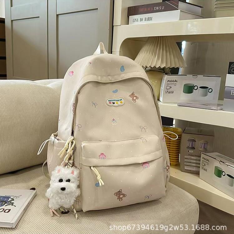 Schoolbag fresh and cute printed campus backpack junior high school primary school students class backpack school season lightweight casual backpack