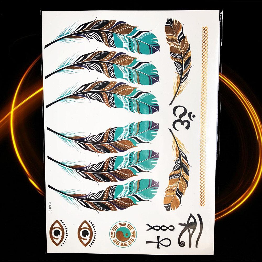 1PC Women Body Art Gold Metallic Tattoo Sticker Chain Bracelet Fake Jewelry