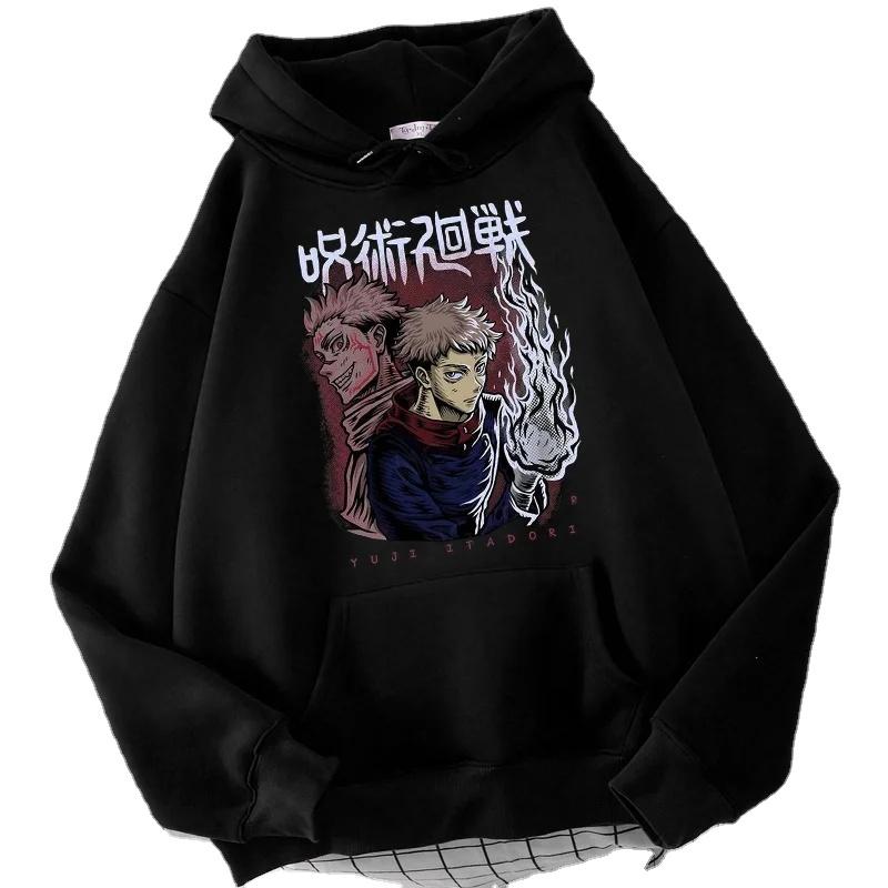 Harajuku Anime Jujutsu Kaisen Clothing Fushiguro Megumi Graphic Printed Hooded Men Women Casual Hoodies Unisex Loose Sweatshirt